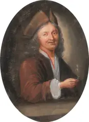 Portrait of a man holding a glass Signed and dated E by Edward Luttrell, Pastel and pencil, sold Aug 2021