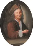 Portrait of a man holding a glass Signed and dated E by Edward Luttrell, Pastel and pencil, sold Aug 2021