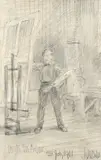Sketch of an artist at his easel Signed by Arthur Orpen, Pencil and charcoal, offered Aug 2021