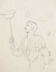 Study of a juggler by Daniel Maclise, pencil, sold Aug 2021