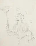 Study of a juggler by Daniel Maclise, pencil, sold Aug 2021