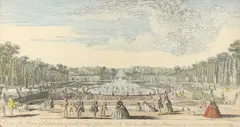 A View of the Bason of Latona Hand-coloured engraving 23 by Jacques Rigaud, engraving, sold Aug 2021
