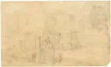 The horse trough Pen and ink by Thomas Rowlandson, Pen and ink, and wash, sold Aug 2021