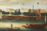 THE HONGS OF CANTON Two Chinese paintings by Ye Fuming, oil on canvas, sold Jul 2021