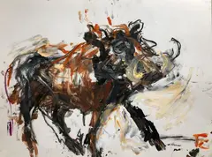 Untitled by Fred Clark, Acrylic and charcoal on paper, sold May 2021