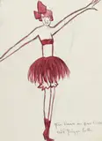 Dancer in a red Dress by Dorte Clara Dodo Burgner, pencil and wash on paper, sold May 2021