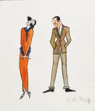 The Couple pen and ink wash on paper by Dorte Clara Dodo Burgner, ink, sold May 2021