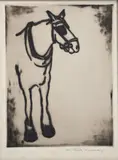Carthorse drypoint etching on paper by William Staite Murray, etching on paper, sold May 2021