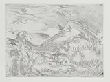 Wind in the Hills or Karuizawa Raging Winds and Mountain Wind by Bernard Leach, etching on paper, sold May 2021