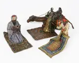 Arab reading on a prayer carpet by Franz Xavier Bergman, bronze, offered May 2021