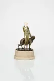 Woman with Borzoi dog a bronze and ivory sculpture on oval veined onyx by Josef Lorenzl, bronze and ivory, sold May 2021
