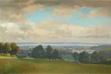 Landscape with the River Severn in the distance Signed J by Joseph Edward Hennah, Oil on canvas, sold May 2021