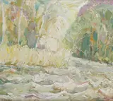A river in spate Signed M Rainsford by Michael Paul Rainsford, Oil on canvas laid on board, sold May 2021