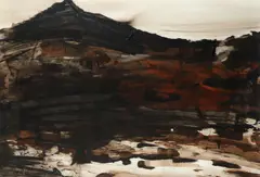 Mountainous Landscape Signed Walters by Prudence Walters, Mixed media on paper, sold May 2021
