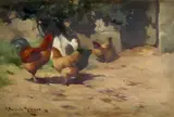 The poultry yard Signed and dated R Russell Macnee 12 by Robert Russell MacNee, Oil on canvas, sold May 2021