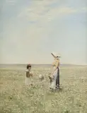 Daisy Field Oil by William Page Atkinson Wells, Oil on canvas, sold May 2021