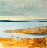 Towards Mull at Dusk by Kurt Jackson Rwa, mixed media on board, offered Nov 2014