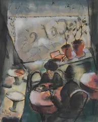 Café scene by Ewald Platte, 1920, gouache, watercolour, crayon and black ink on paper, sold Nov 2014