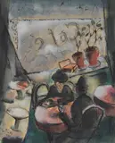 Café scene by Ewald Platte, 1920, gouache, watercolour, crayon and black ink on paper, sold Nov 2014