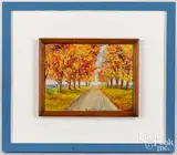 titled Under the Maples by Sister Cora Helena Sarle, oil on artist board, sold Apr 2023