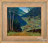 landscape Farm Path Through the Valley by Walter King Stone, 1942, oil on artist board, sold Apr 2023