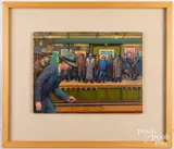 Rush Hour IV by Leopold Segedin, mixed media on panel, sold Apr 2023