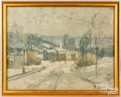 winter landscape by Edgar Nye, oil on canvas, sold Apr 2023