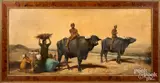 of Arabian children riding water buffalo by Margaret Murray Cookesly, oil on canvas, sold Feb 2023