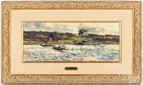 canal scene by Gaston Sebire, oil on canvas, sold Feb 2023