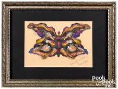 butterfly by Albert Bierstadt, oil and pencil on paper, sold Jan 2023