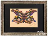 butterfly by Albert Bierstadt, oil and pencil on paper, sold Jan 2023