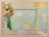 on corrugated cardboard still life by Hobson Pittman, oil, sold Jan 2023