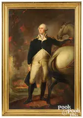 rendition of Gilbert Stuart's iconic George Washington at Dorchester Heights by Jane Stuart, oil on canvas, sold Jan 2023