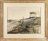 titled The Lookout or Borestone Mountain by Andrew Wyeth, watercolor, sold Jan 2023
