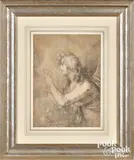 study of a praying angel by Benjamin West, watercolor and pencil, sold Jan 2023