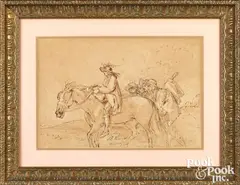 study of a man on horseback by Benjamin West, watercolor, sold Jan 2023