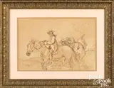 study of a man on horseback by Benjamin West, watercolor, sold Jan 2023