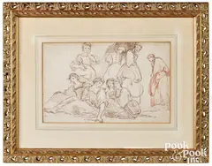 study of female figures by Benjamin West, ink and crayon, sold Jan 2023