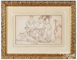 study of female figures by Benjamin West, ink and crayon, sold Jan 2023