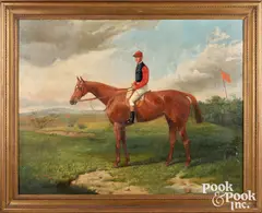 of a race horse and jockey by Adrian Jones, oil on canvas, sold Jan 2023