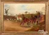 fox hunting scene with coach by Sylvester Martin, oil on canvas, sold Jan 2023