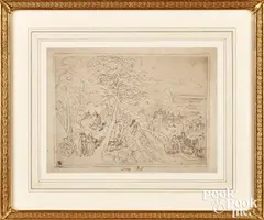 study by Hans Bol, ink, sold Jan 2023