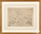 study by Hans Bol, ink, sold Jan 2023