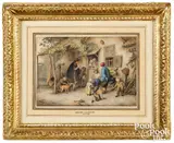 figures playing music and games outside of a cottage by Adriaen van Ostade, mixed media, sold Jan 2023