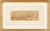 study of a naval military engagement by Jan van Goyen, ink, sold Jan 2023