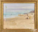 titled The Beach Deauville - Morning by John Lavery, oil on board, sold Jan 2023