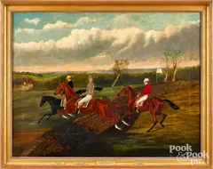 of three horses and riders by John Ferneley, oil on canvas, sold Nov 2022