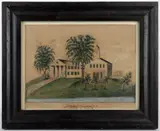 MASSACHUSETTS , HOLLIS INSTITUTE FOLK ART DRAWING by South Braintree, watercolor and ink on paper, sold Jun 2024