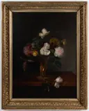 STILL-LIFE PAINTING by Louis Mathieu Didier Guillaume, oil on artist board, sold Jun 2024