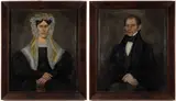 ATTRIBUTED, FOLK ART PAIR OF PORTRAITS by Erastus Salisbury Field, oil on canvas, sold Jun 2024